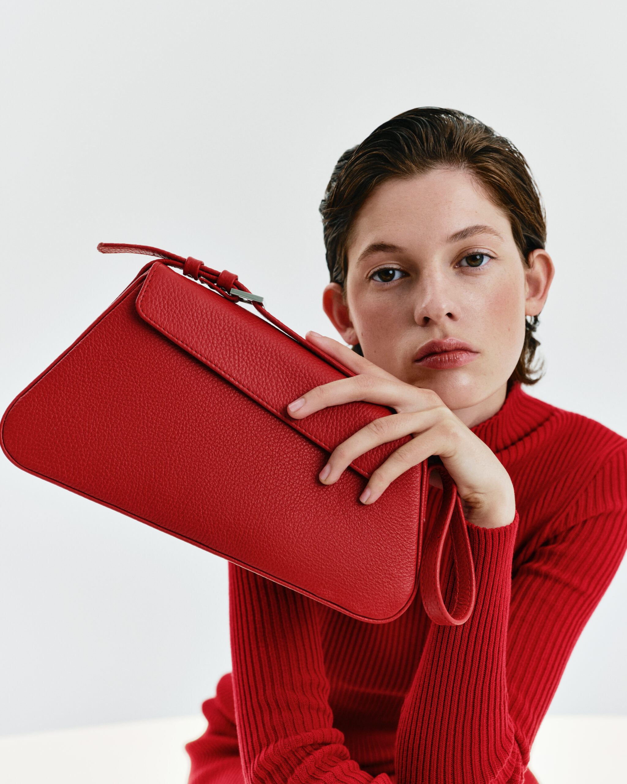 SUEDE BAG IN LEATHER RED